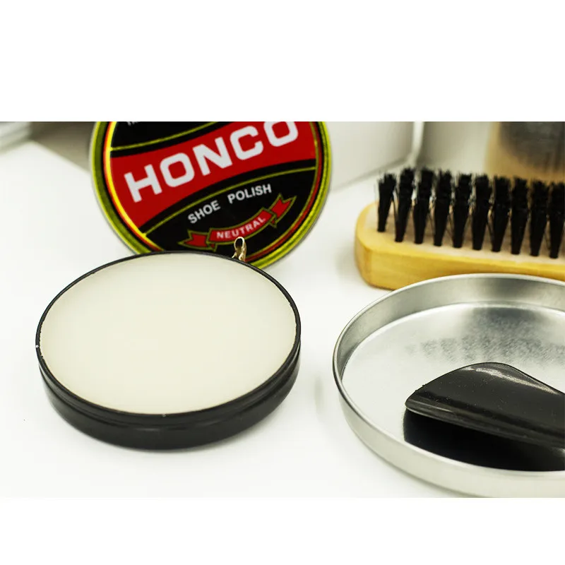 product hot sale hotel shoe polish tool wooden brush 5 pcs shoe care kits daily shoe care set-2