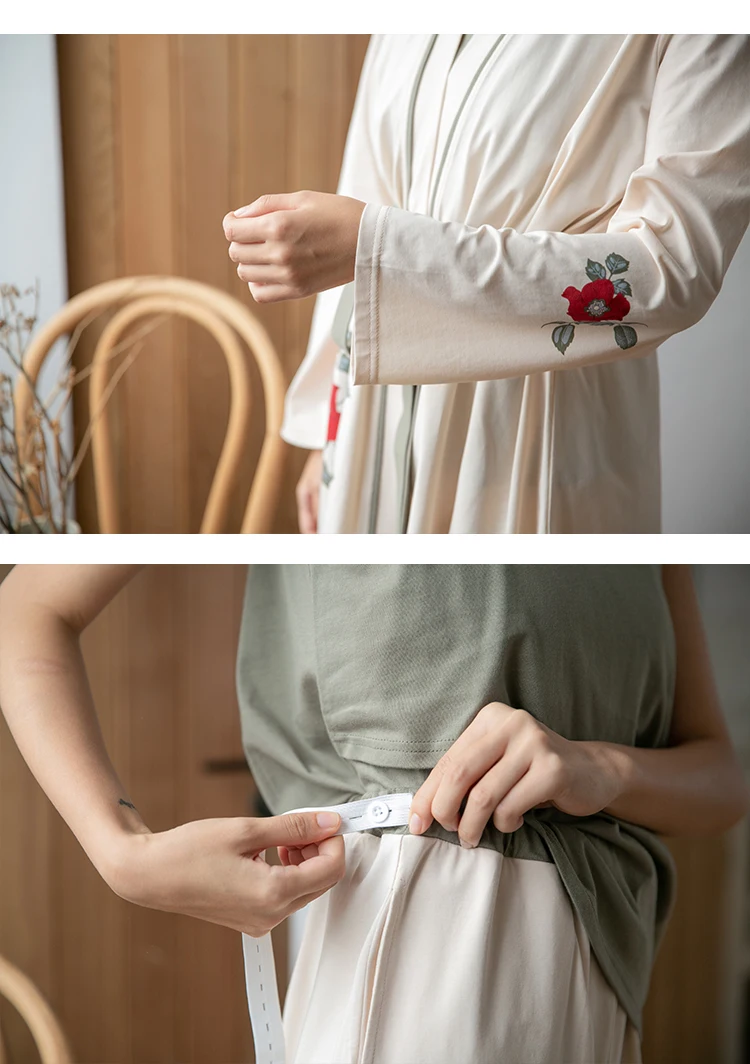 Itonia 2020 New Arrival Elegant 3pcs Cotton Pregnancy Clothes Pajamas Set.jpg