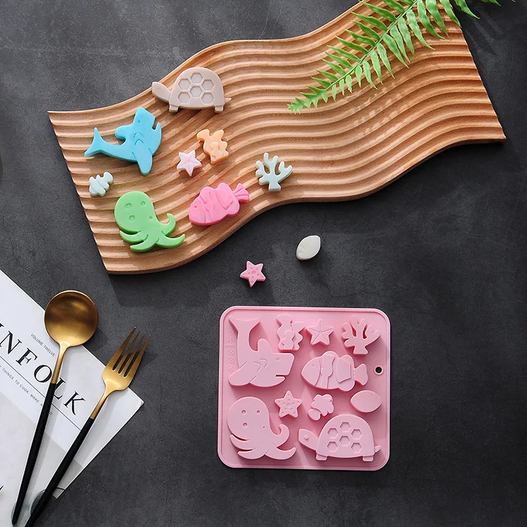 10 Lian Marine Fish Biological Theme Silicone Mold Chocolate Ice Cake ...