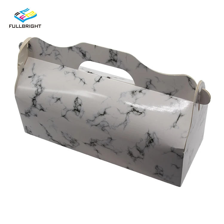 White Recyclable Card Paper Folding Cake Bakery Boxes With Handle Factory Wholesale Gold Foil