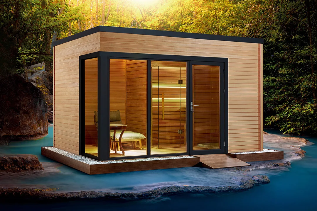 红色雪松实木户外桑拿房子花园设计 - buy 桑拿房,桑拿室外,别墅集装