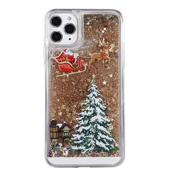 Quicksand Christmas Santa Claus Reindeer Tree Soft Bling Phone Case Cover for iPhone 11 Case