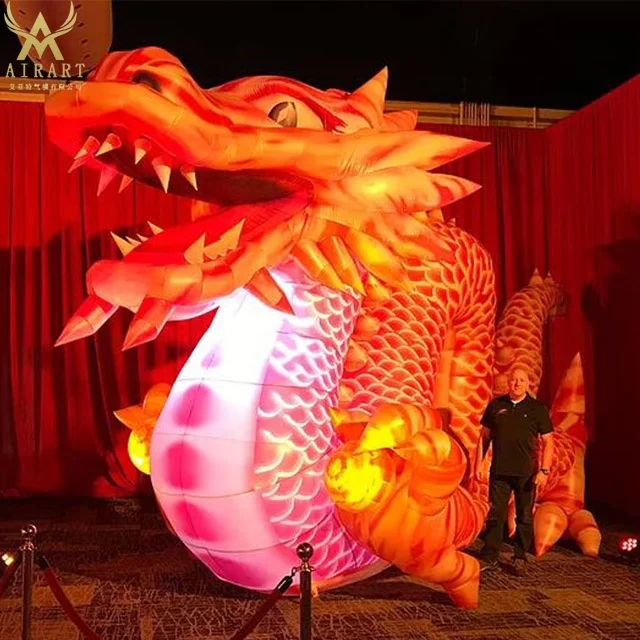 花园庭院派对装饰动物充气龙,中国龙吉祥物节日表演