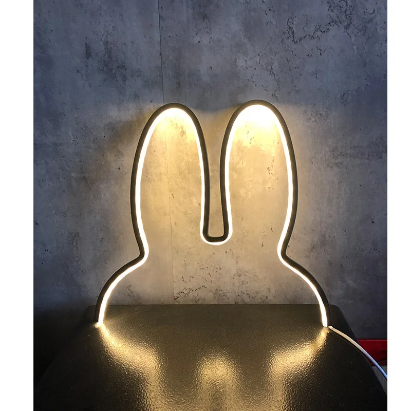 Aicco Rabbits Bunny Ears Modern Children Kids Indoor USB Hanging Night LED Wall Lamp Lights Lighting For Bedroom 4961