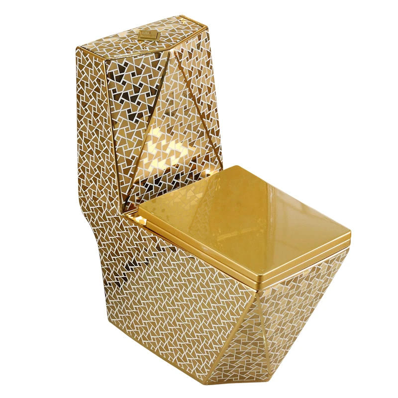 Sanitary Ware Golden Color Ceramic Dragon Toilet Bowl Seat Gold Wc