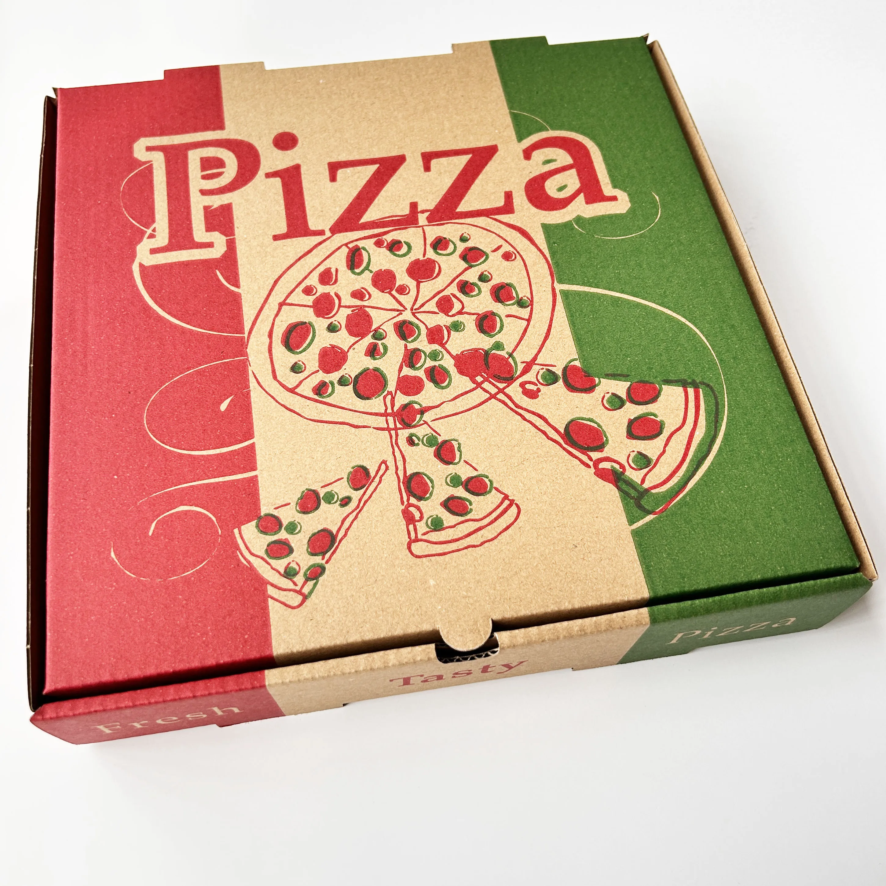 High Quality Custom Logo Kraft Paper Pizza Box Packaging Custom Printed Pizza Boxes Hot Sale