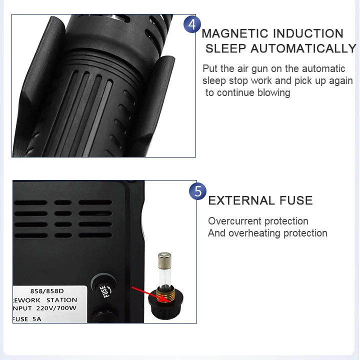 High Quality Professional Temperature Control 858d Electric Hot Air Blower Gun Soldering Station Digital Constant Temperature De