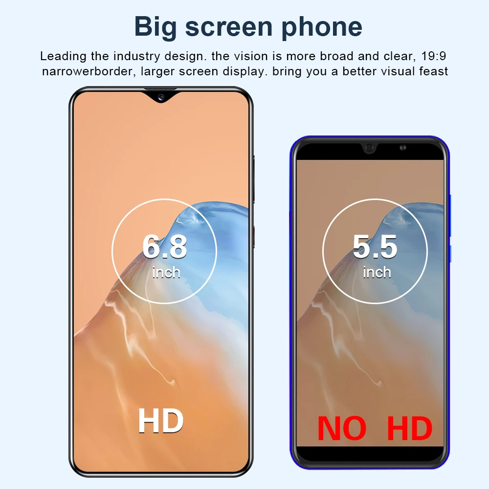 New Big Screen Android Smart Phone 6.8 Inch Custom Mobile Phones