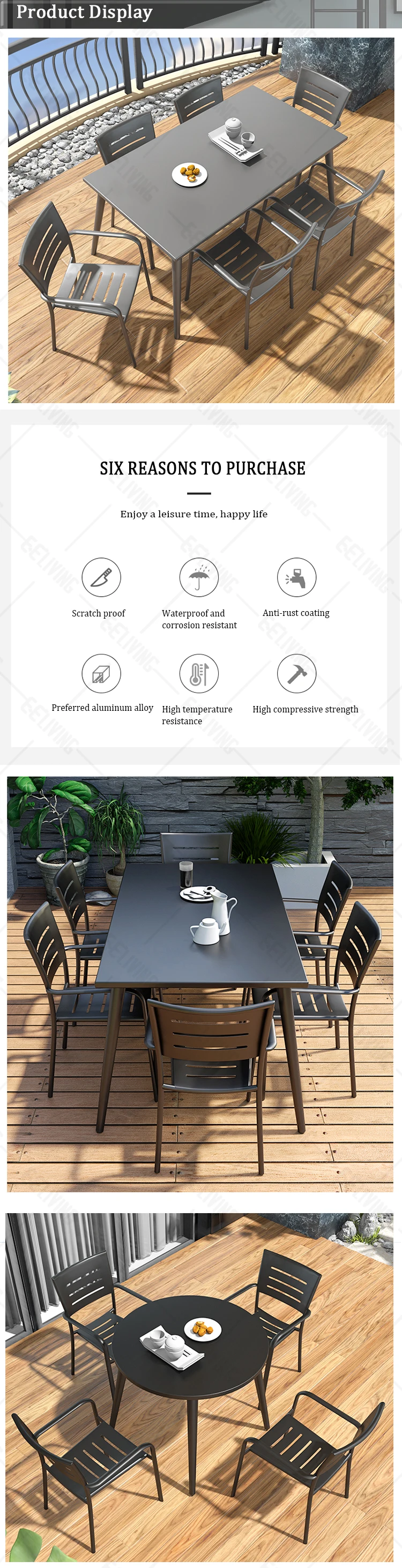 New Design Aluminium Garden Outdoor Furniture Dining Table And Chair