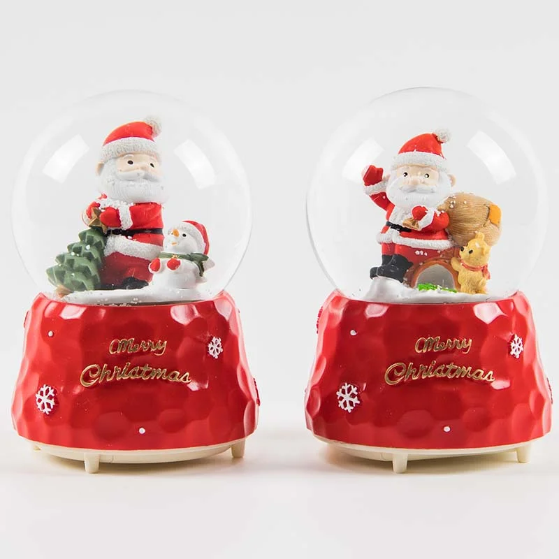 Novelty gift for Christmas Snow Santa Claus crystal ball custom music box