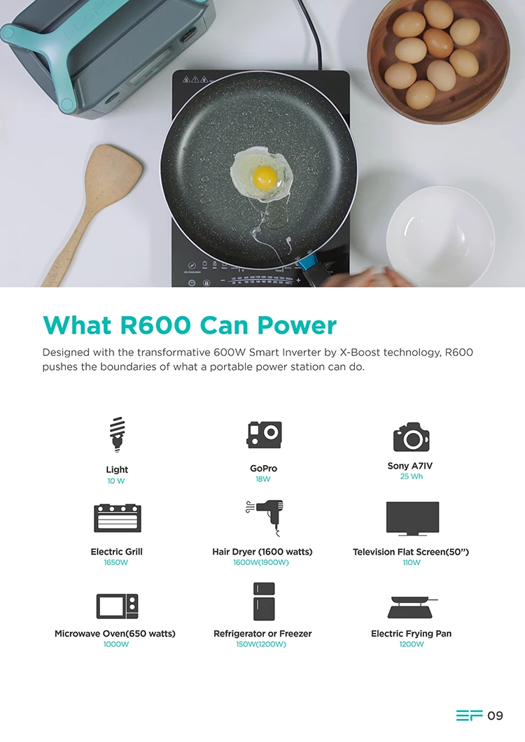 Outdoor Power EcoFlow RIVER 600 Camping Portable Power Station with APP Wifi Entertainment Lighting