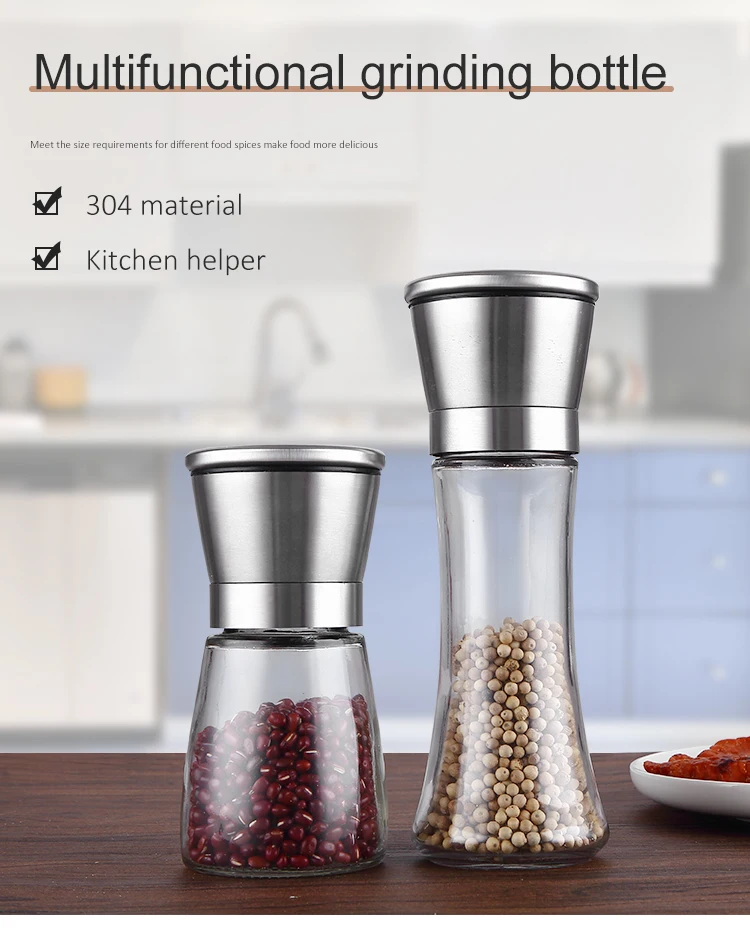 Grinder Glass Bottle Spice Hot Kitchen Utensils,Manual Tools Sus304 Set