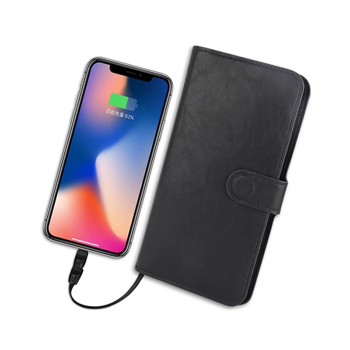 Pu Leather Wireless Charging Card Wallet Mobile Charger Power Bank ...