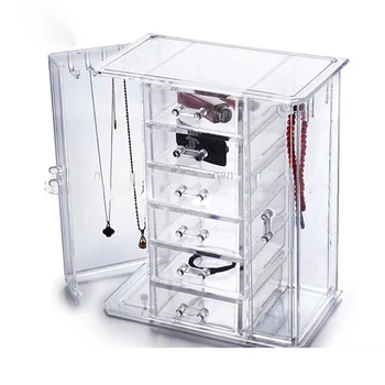 Custom Countertop Acrylic Mini Jewelry Display Rack Cabinet With