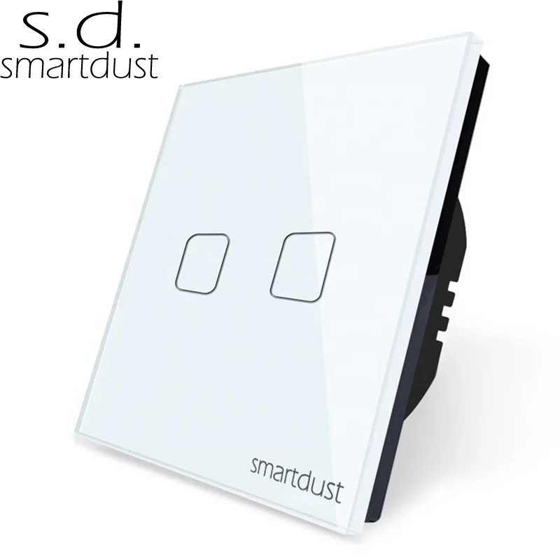 Smartdust EU No Flash Best Compatibility Glass Panel  2 Gang Touch Dimmer Light Switch