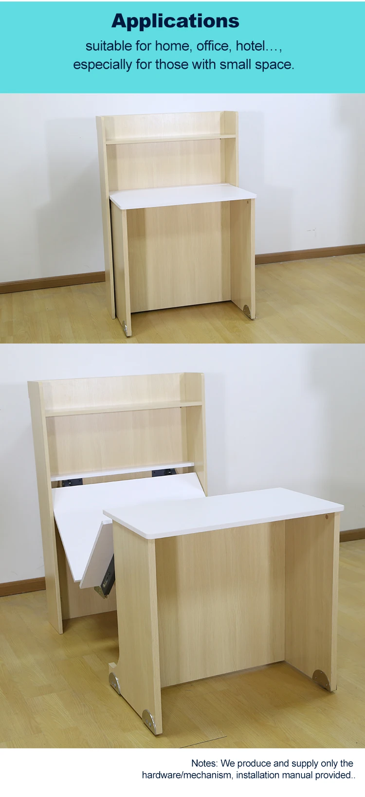 Spacesaving Furniture Mechanism Wall Folding Table Harwdare For