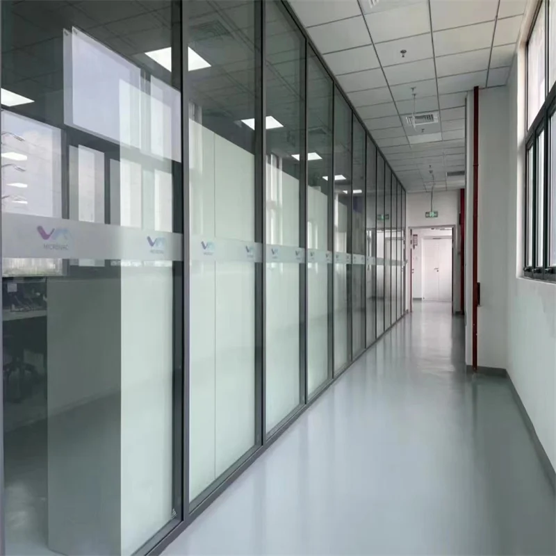 product integrated single glass partition with 80mm wall thickness  25mm slim aluminum frame   for offices schools hospitals-3