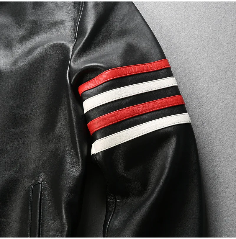 men's real cowhide leather bomber jacket men  designer Custom embroidered Bomber men jacket_voghion.com