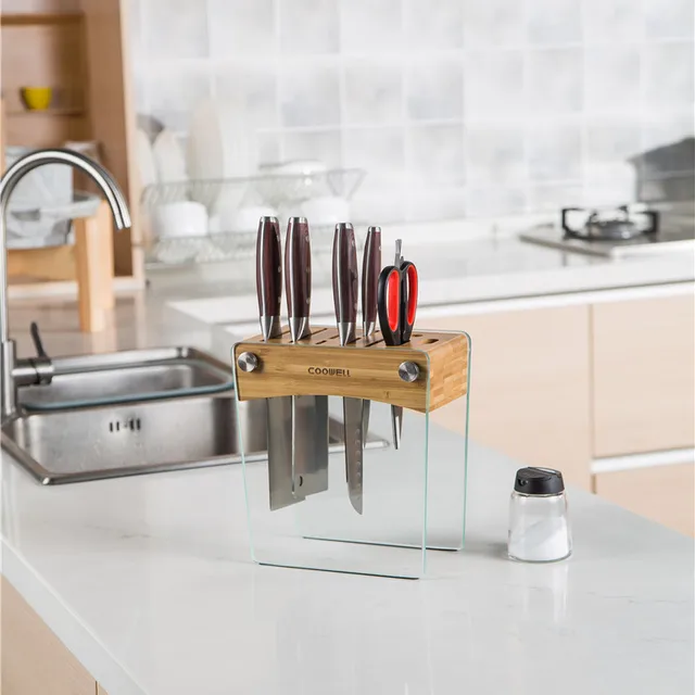 knife block holder set knife holder multi function Bamboo knife holder