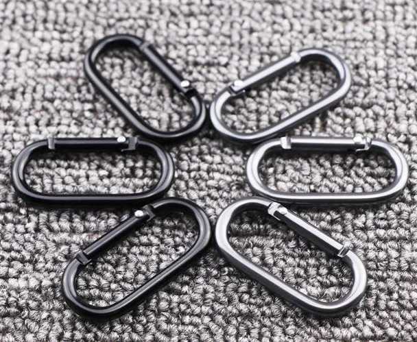 5cm Black and Gunblack Matte Grey  Oval Shape Carabiner