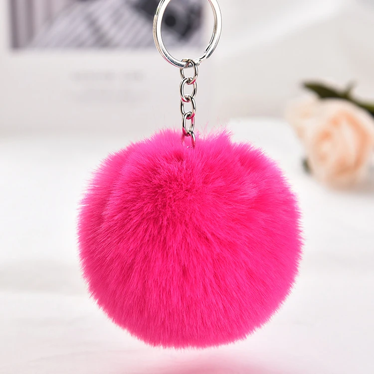 Wholesale Fox Fur Ball Keyring Pom Pom Keychain For bags pendant