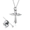 Jesus Cross Design Loaded Wings Metal Chocker Bracelet Stainless Steel Necklace