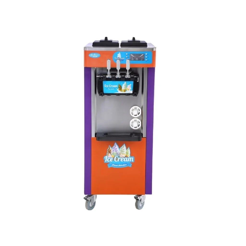 Automatic Soft Serve Ice Cream Cone Making Machine Three Flavors Ice