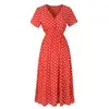 summer beach poly chiffon v neck A line dress short sleeve knee length midi dress ladies bohemian floral casual dress women