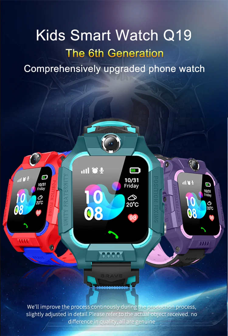 Q19 Kids Smart Watch Z6 Lbs Positioning Sim Smartwatch Phone Twoway Call Sos Ip67 Waterproof