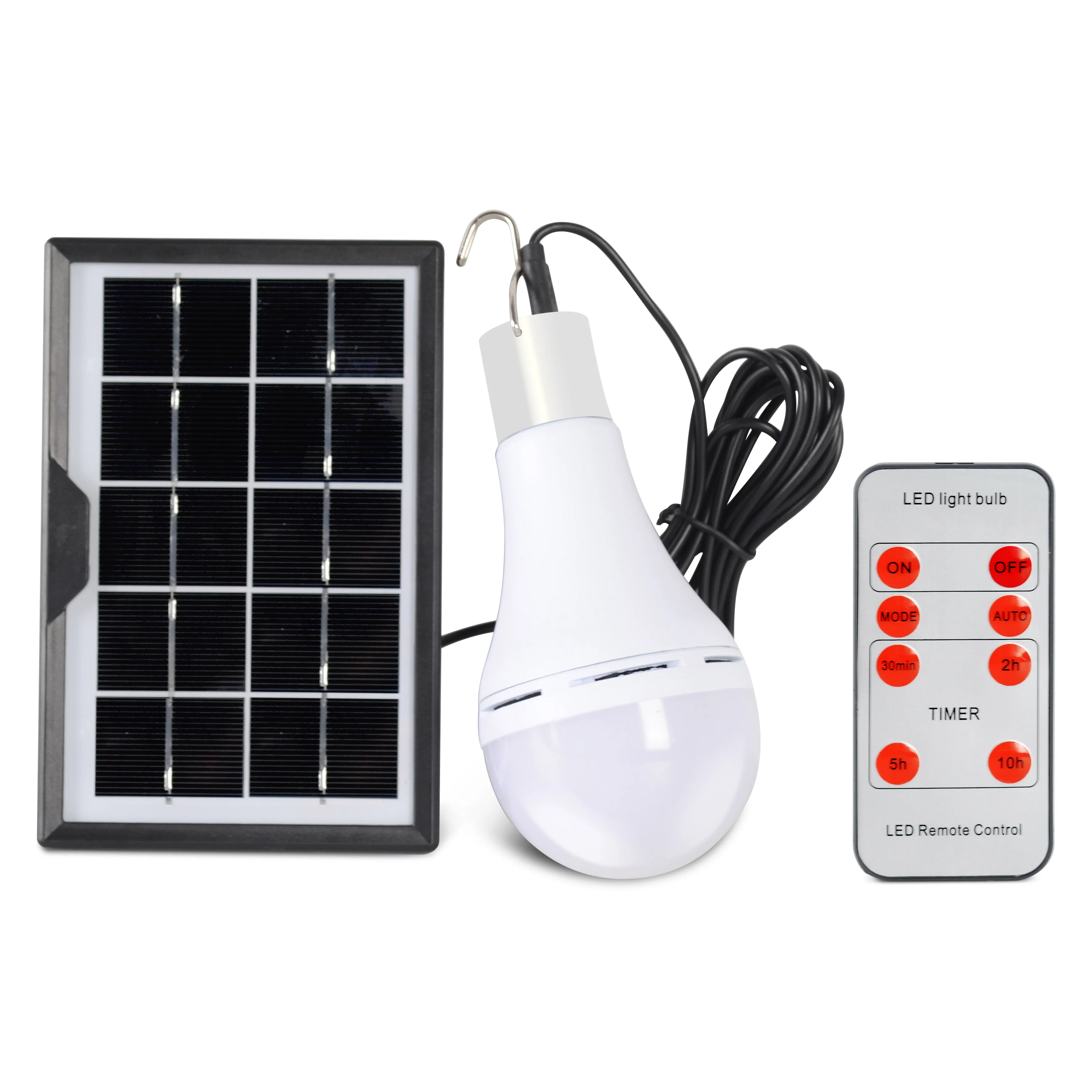 7W Solar Light Bulbs Outdoor Rechargeable Portable 200-300LM Solar Emergency LED Bulb with Remote control
