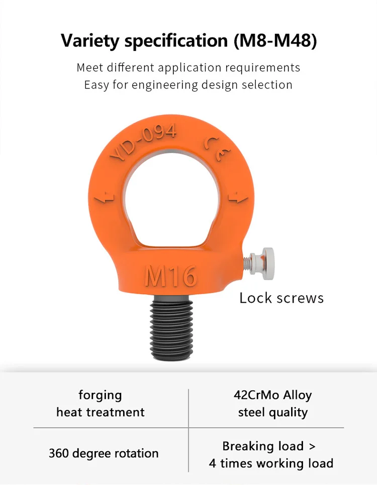 Long Thread Double Swivel Shackle M8 Swivel Bolts Eye Bolt Lifting Ring