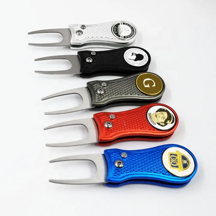 Factory Wholesale Bulk Golf Divot Repair Tool  Magnet Golf  Divot Tool With Custom logo Ball Marker details