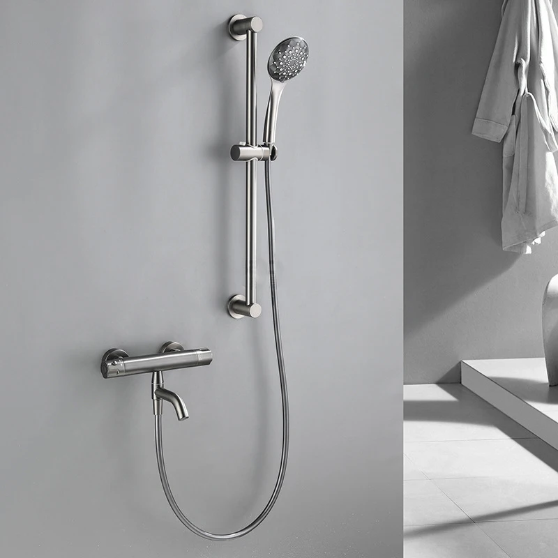 Wall Mounted Thermostatic Shower Set Gunmetal Grey Shower Mixer Hand ...