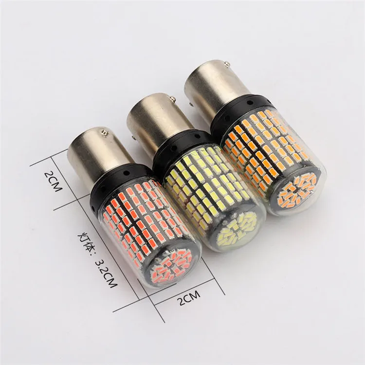 144 SMD 3014 Led Chips Canbus BA15S  Car Reversing Rear Turn Signal Tail Light 1156 BAU15S  Amber red white color