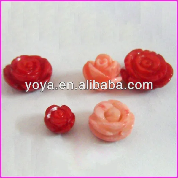 Half drilled synethic carved coral rose beads,half drill hole coral flower beads.jpg