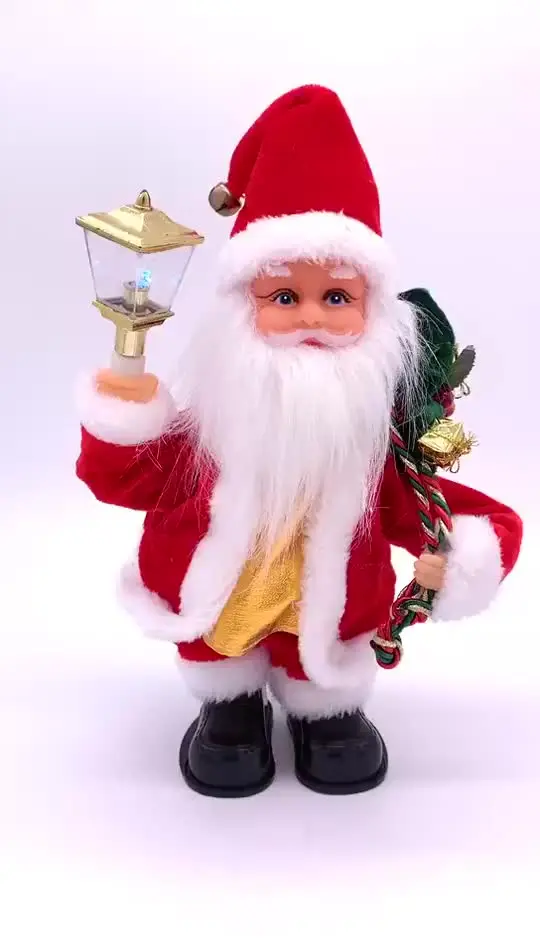 サンタクロースの煙突の上り人形 音楽付きクリスマスおもちゃ