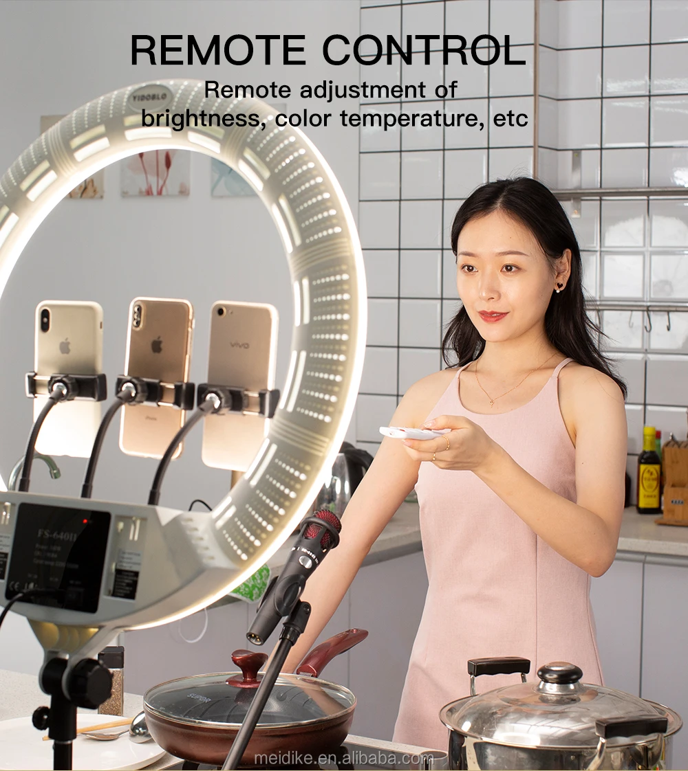 Large 22 inch led ring light 640pcs SMD LEDs with flexible phone holder FS-640 kit