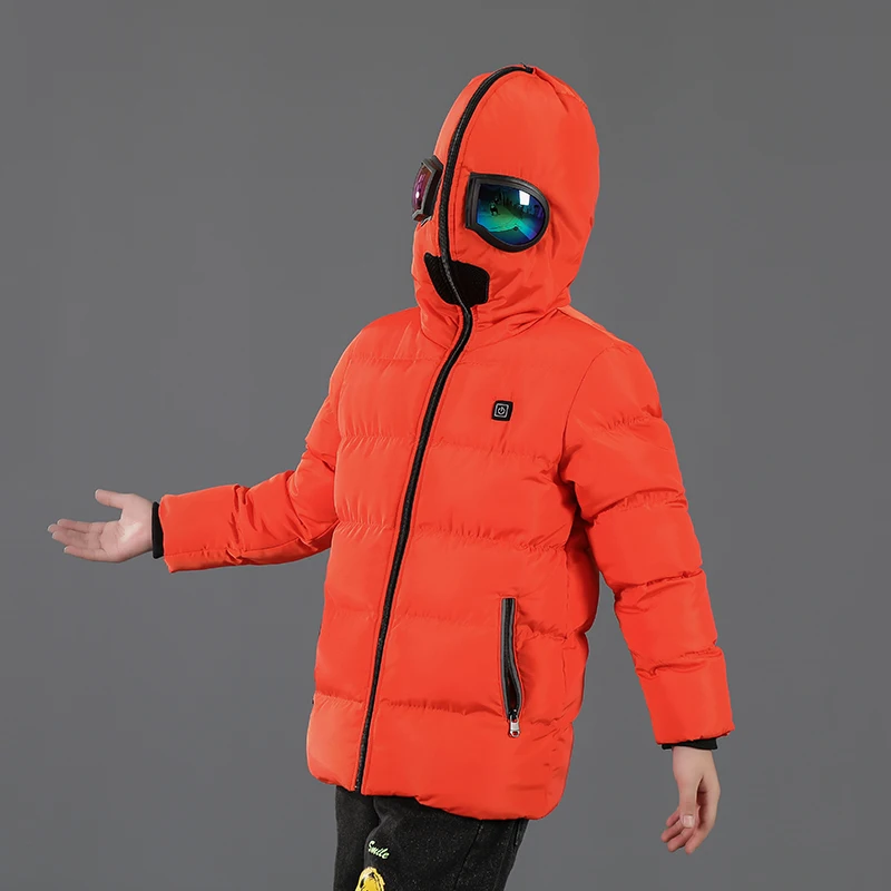 jacketown冬季户外儿童纯棉加厚5v智能控制孩子们加热夹克usb电池