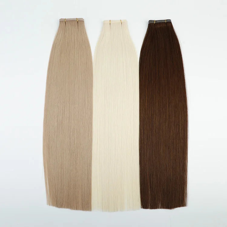 LeShine Double Drawn Remy Unprocessed Cuticle Aligned Raw Flat Weft Hair Skin Pu Weft Hair Extensions  factory