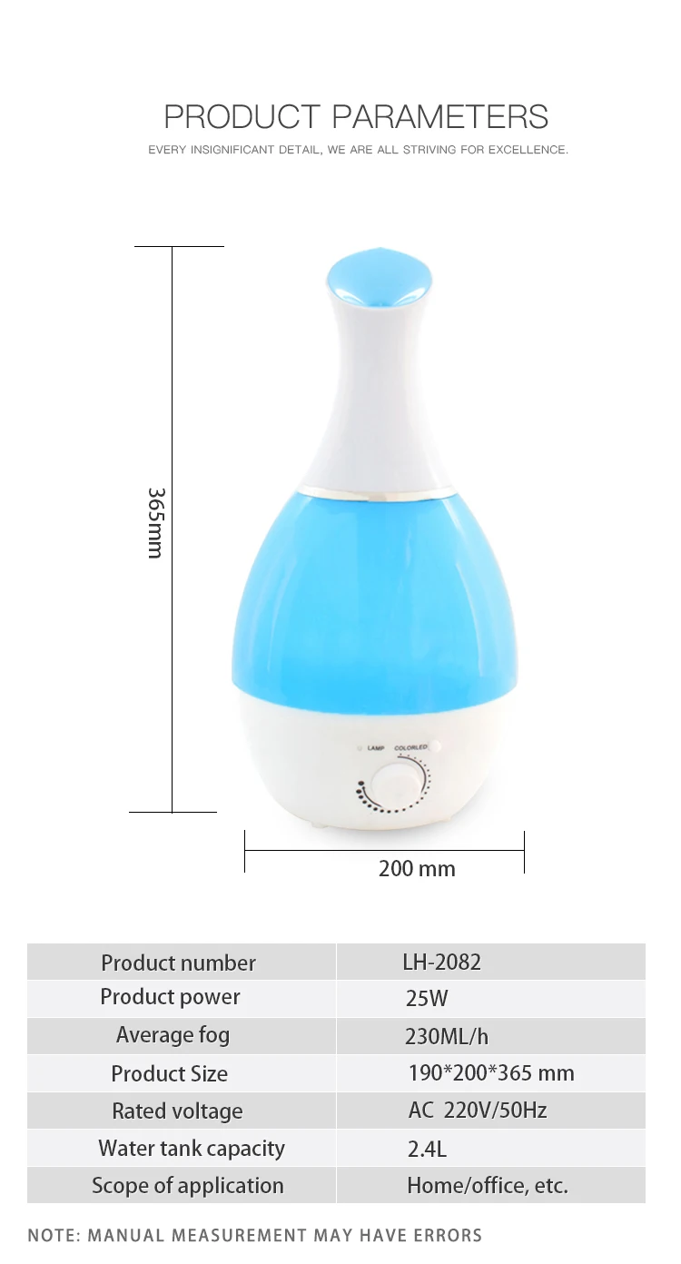 Water Drop 2.4L Household Aromatherapy Ultrasonic Humidifier