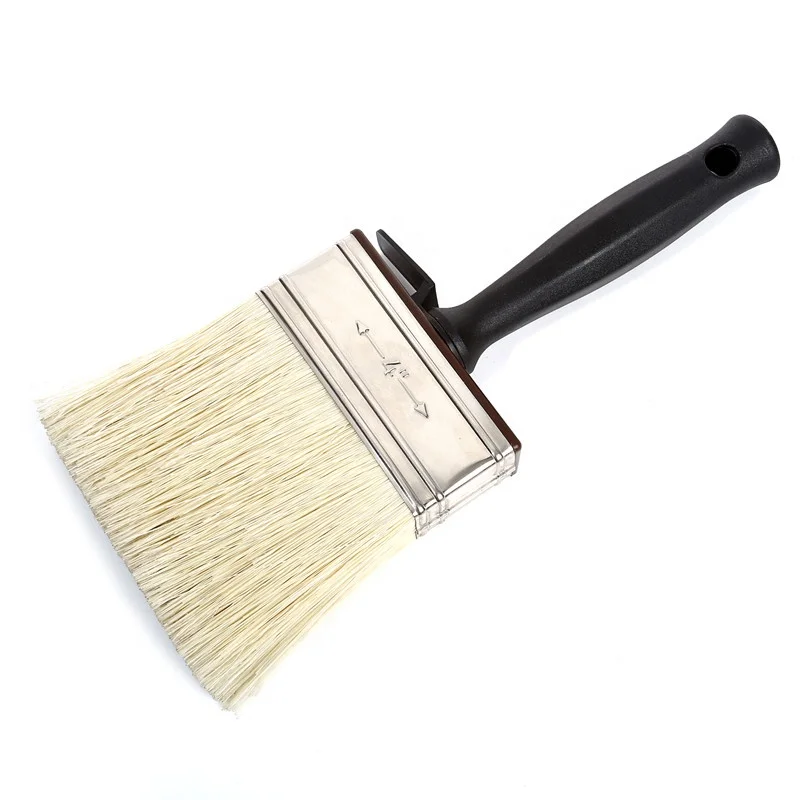 White Bristle Ceiling Brush With Black Plastic Handle For Concrete And