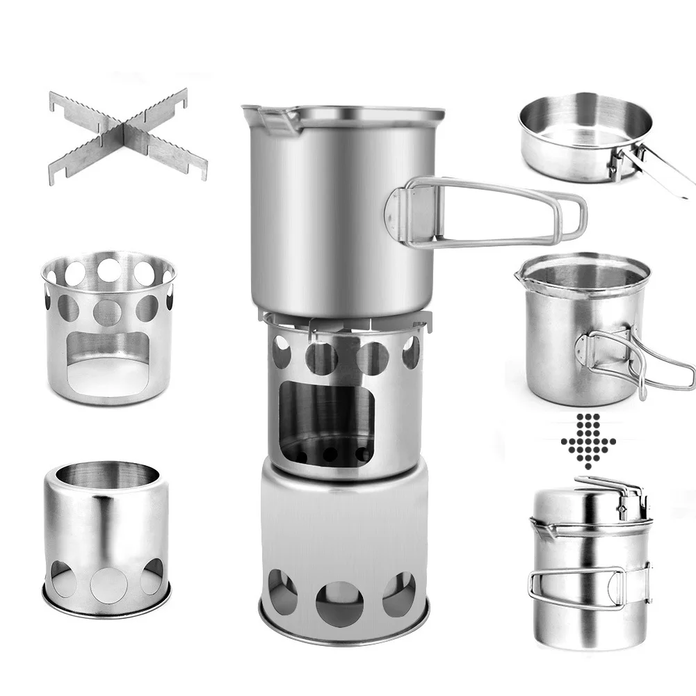 Outdoor Portable Backpacking Wood Stove Solidified Stove Stainless