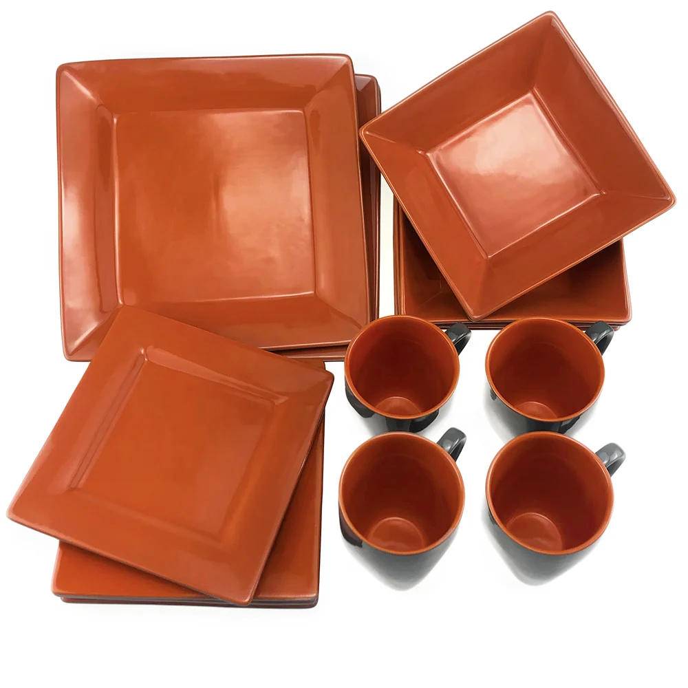 16pcs Ceramic Dinner Sets Luxury Dinnerware Prices Stoneware Square