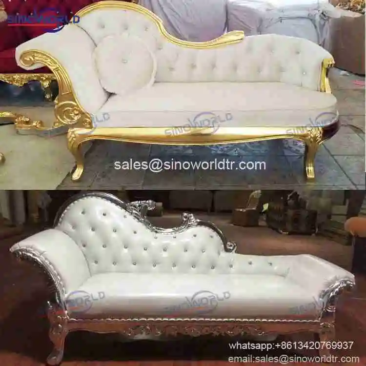 Foshan wood white royal hotel mariage event wedding chaise sofa