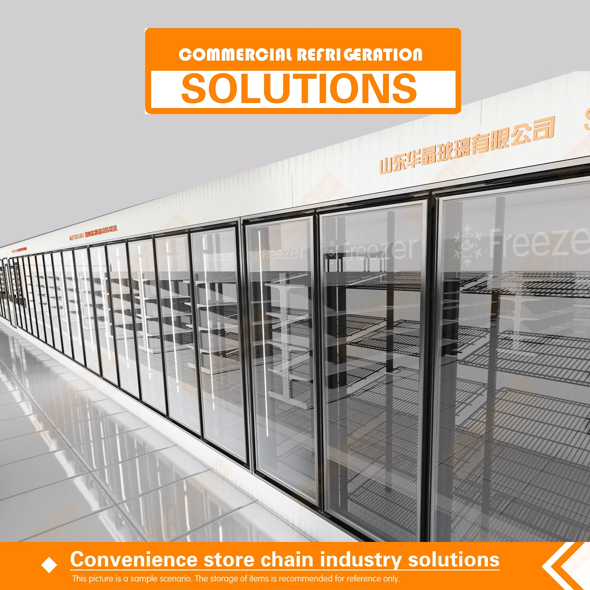 Display cold room commercial walk in cooler with glass door