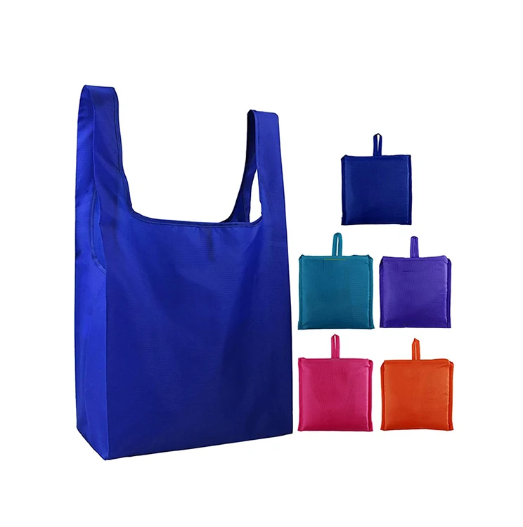 Wholesale Large Capacity Foldable Eco Friendly Easy Carry Nylon Reusable Folding 210d Polyester