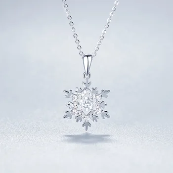 Abiding 5mm Snowflake Dancing Stone Moissanite Diamond Pendant 925