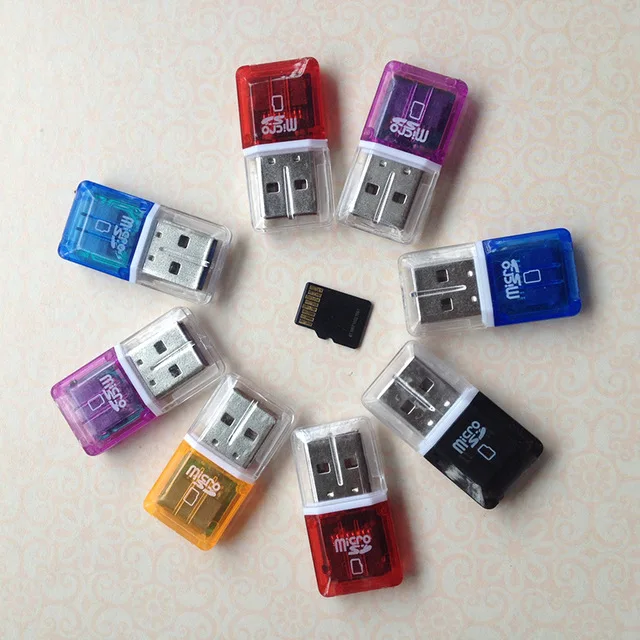 Portable Mini Diamond USB 2.0 Hi-Speed Micro SD SDHC TF Card Reader Random Color - ANKUX.COM