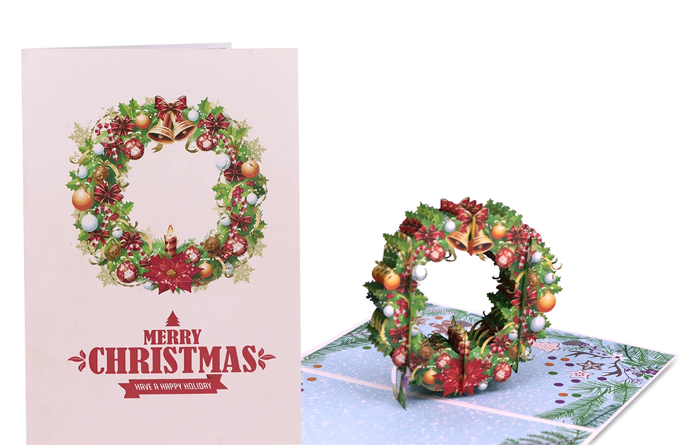 2020 Handmade Paper Craft 3d Pop Up Christmas Wreath Card