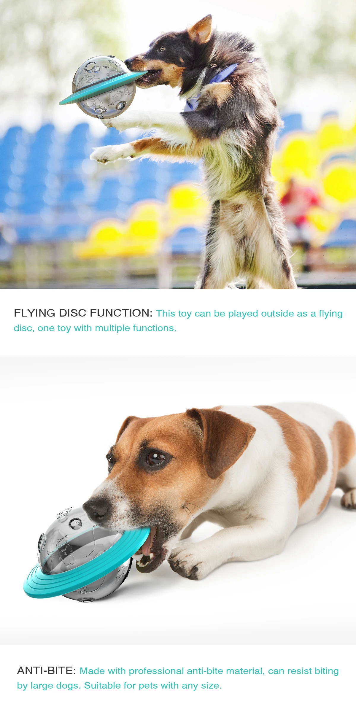 QINUKER Dog Ball Toys para Mascotas Juguetes para Masticar Juguetes duraderos interactivos Dientes Fuertes Masticar Jugar IQ Entrenamiento Suave mordedura de Goma Natural Pequeño y Mediano Cachorro 